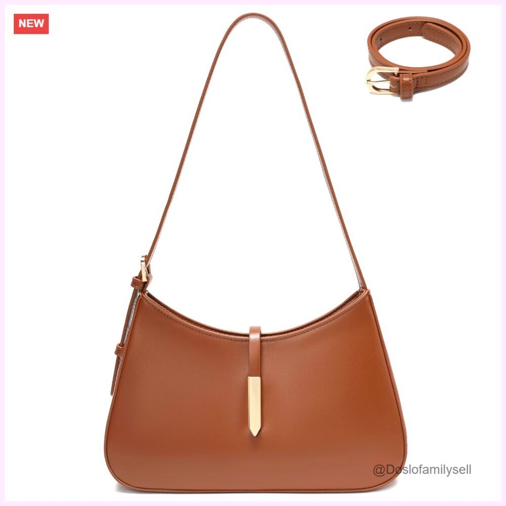 Faux Leather Shoulder Bag with Adjustable Strap, Hobo Purse for Women